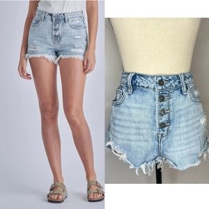 Hidden Sofie Light Wash Distressed High Waist Jean Shorts